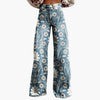 Women's High-Waisted Wide-Leg Floral Trousers