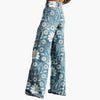 Women's High-Waisted Wide-Leg Floral Trousers