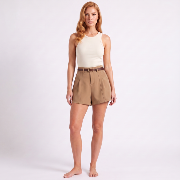 Women's High-Waisted Wide-Leg Shorts With Belt