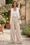 Women's High-Waisted Wide-Leg Trousers with Belt