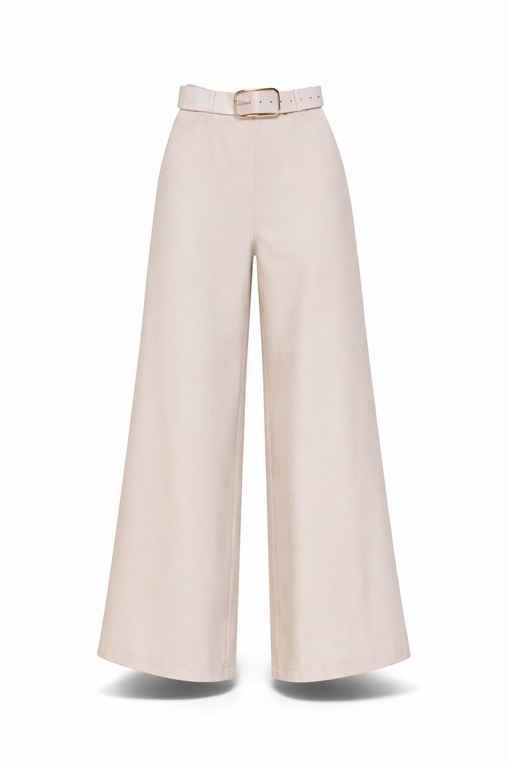 Women's High-Waisted Wide-Leg Trousers with Belt