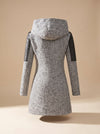 Women's Hooded Asymmetric Zip Coat with Quilted Sleeves