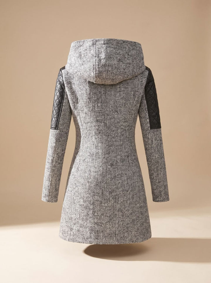 Women's Hooded Asymmetric-Zip Quilted-Panel Coat