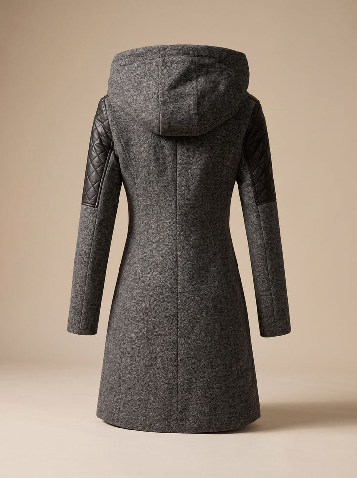 Women's Hooded Asymmetric-Zip Quilted-Panel Coat
