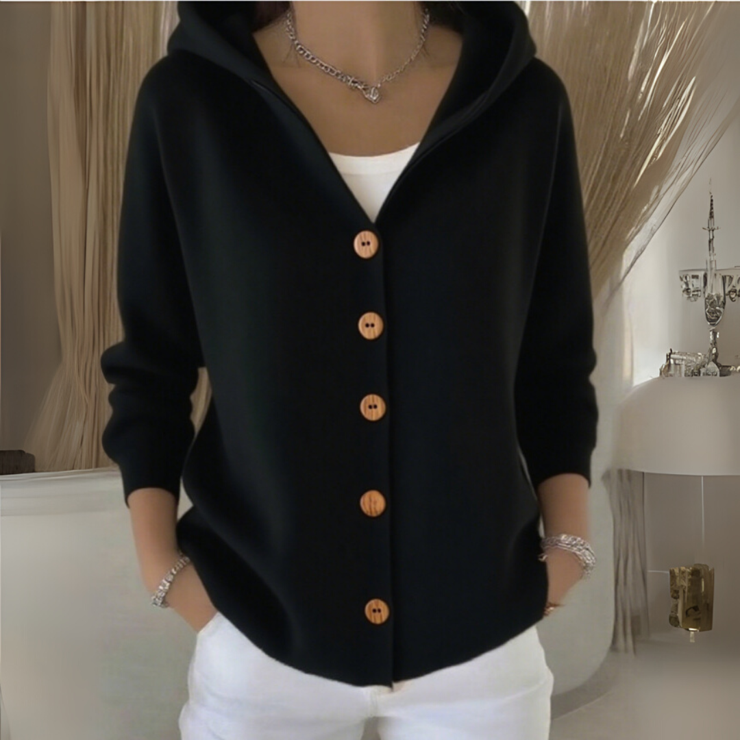 Women's Hooded Button-Front Knit Cardigan