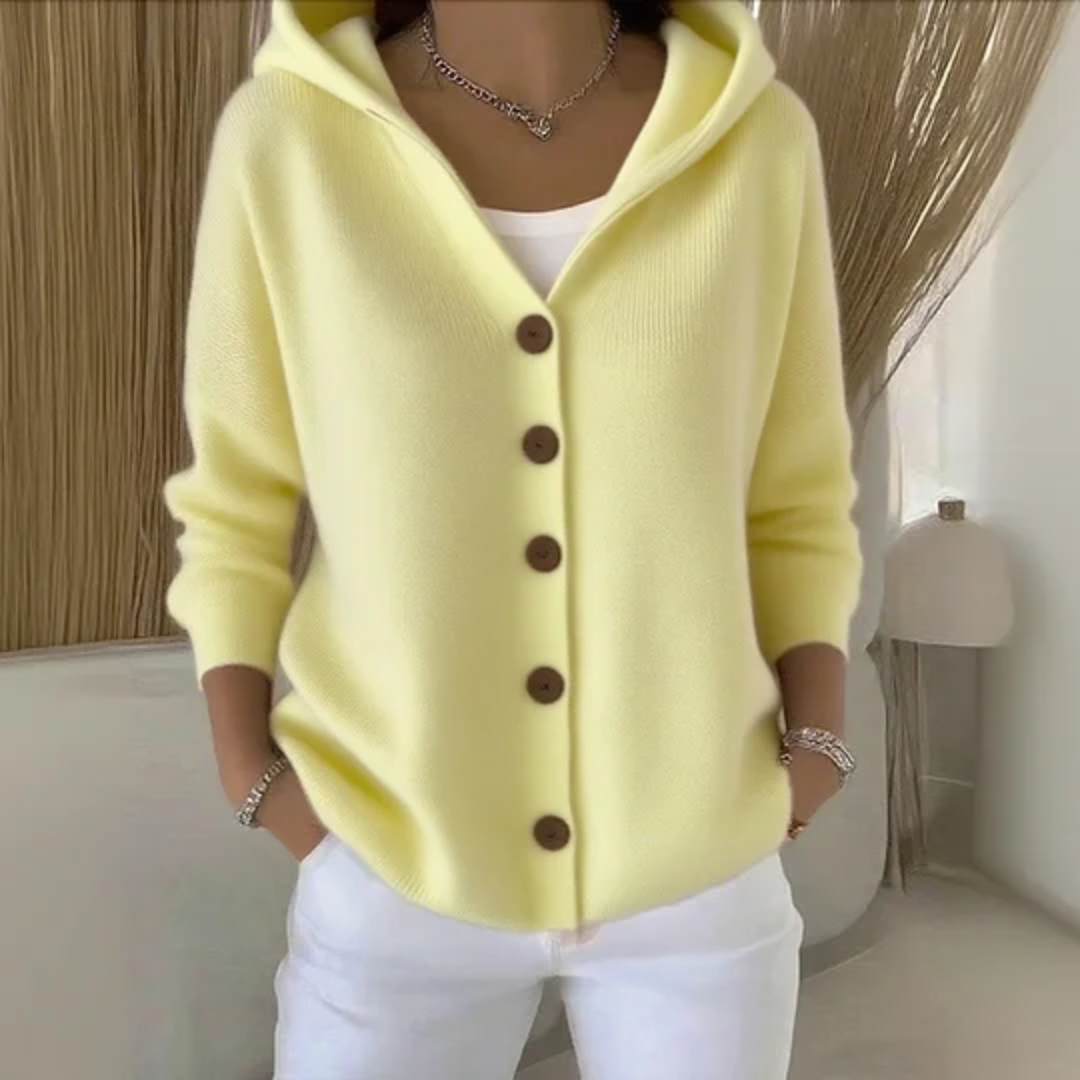 Women's Hooded Button-Front Knit Cardigan