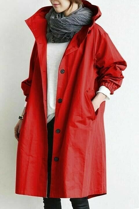 Women's Hooded Button-Front Trench Coat