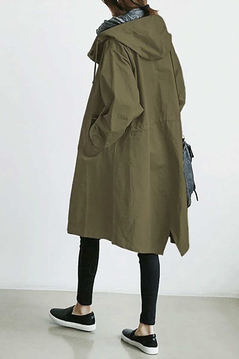 Women's Hooded Button-Front Trench Coat