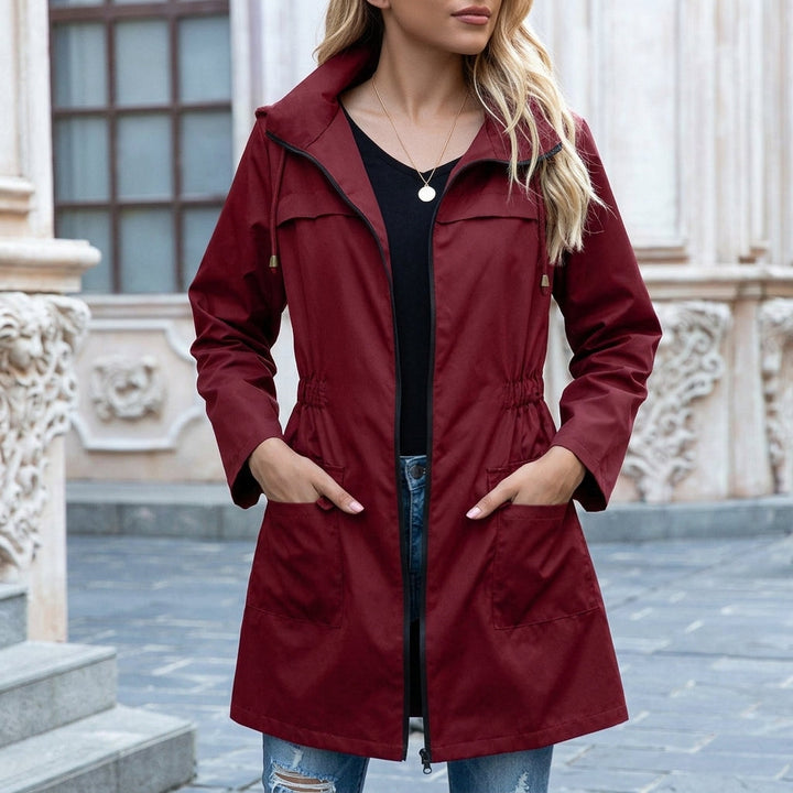 Women's Hooded Drawstring Zip-Up Jacket