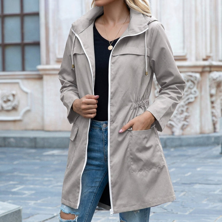 Women's Hooded Drawstring Zip-Up Jacket