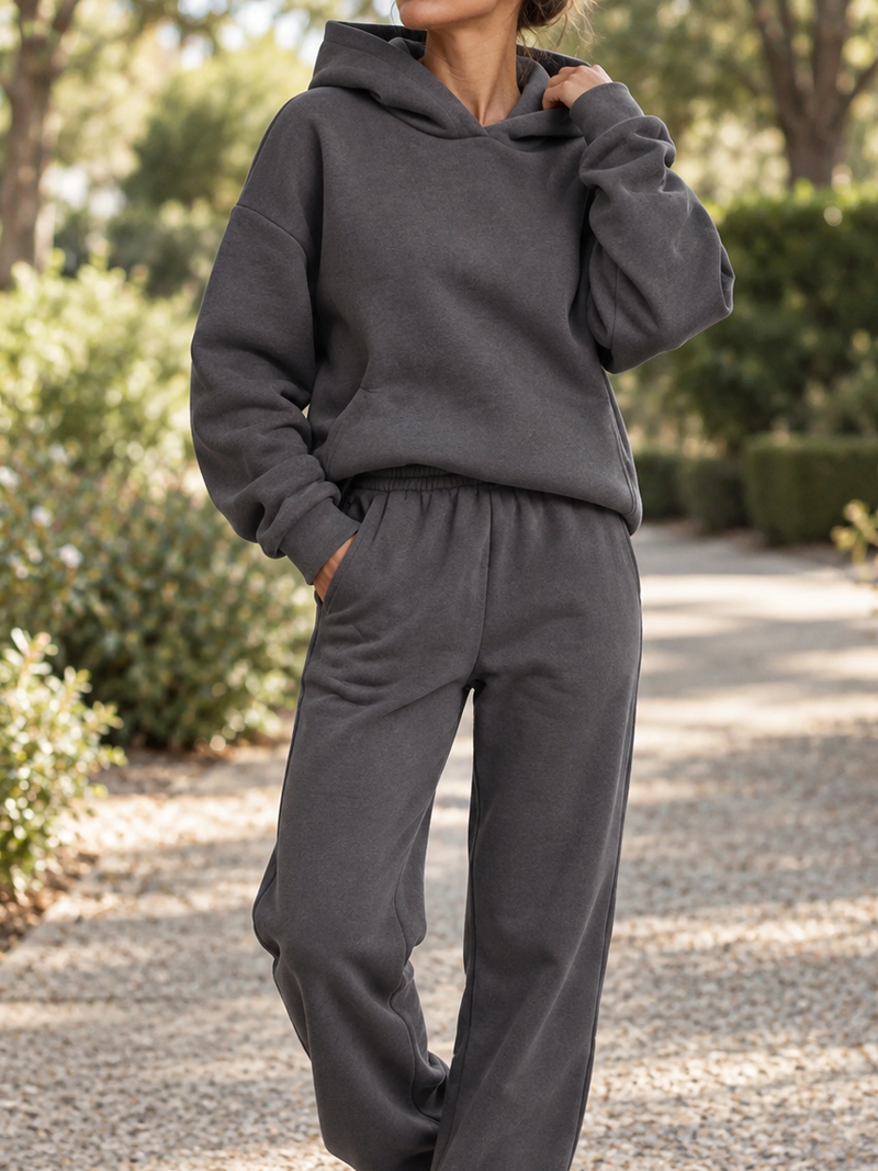Women's Hooded Gathered-Waist Loungewear Set