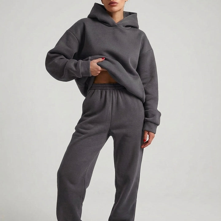 Women's Hooded Gathered-Waist Loungewear Set