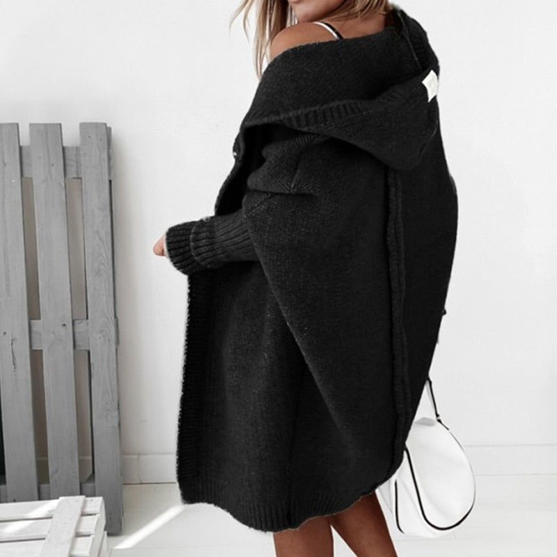 Women's Hooded Open-Front Cardigan