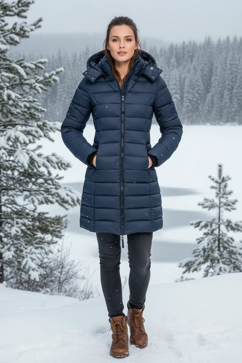 Women's Hooded Quilted Zip-Front Puffer Jacket