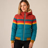 Women's Hooded Striped Colour-Block Puffer Jacket