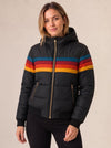 Women's Hooded Striped Colour-Block Puffer Jacket