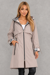 Women's Hooded Zip-Front Jacket with Checked Trim