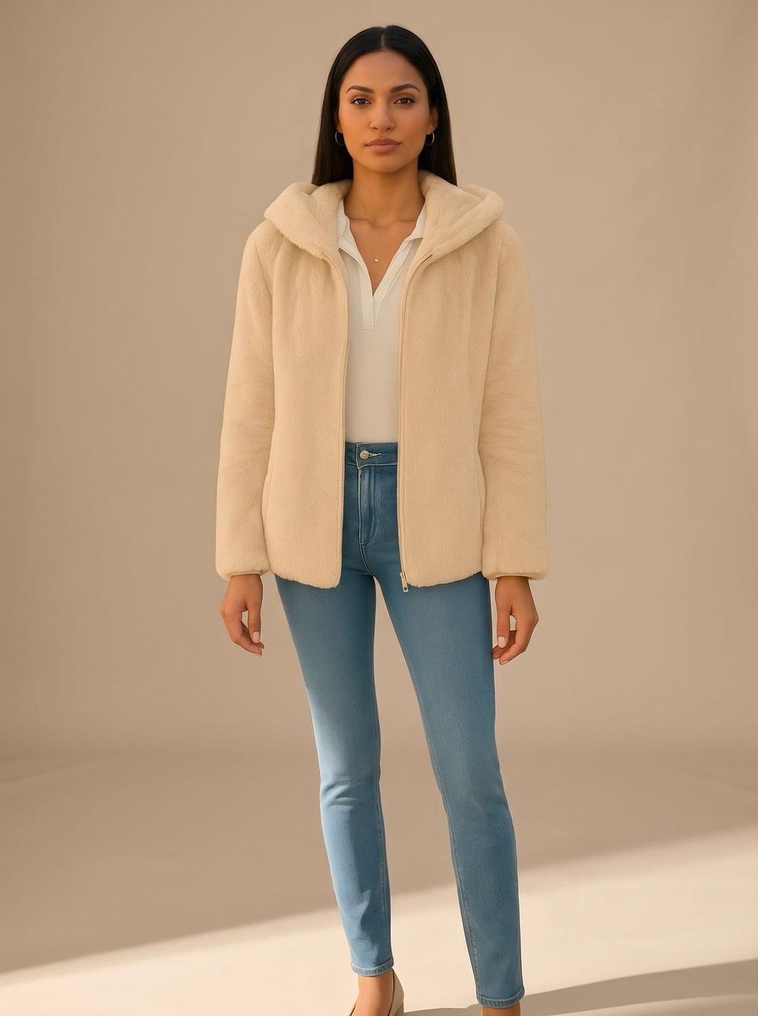 Women's Hooded Zip-Up Oversized Jacket