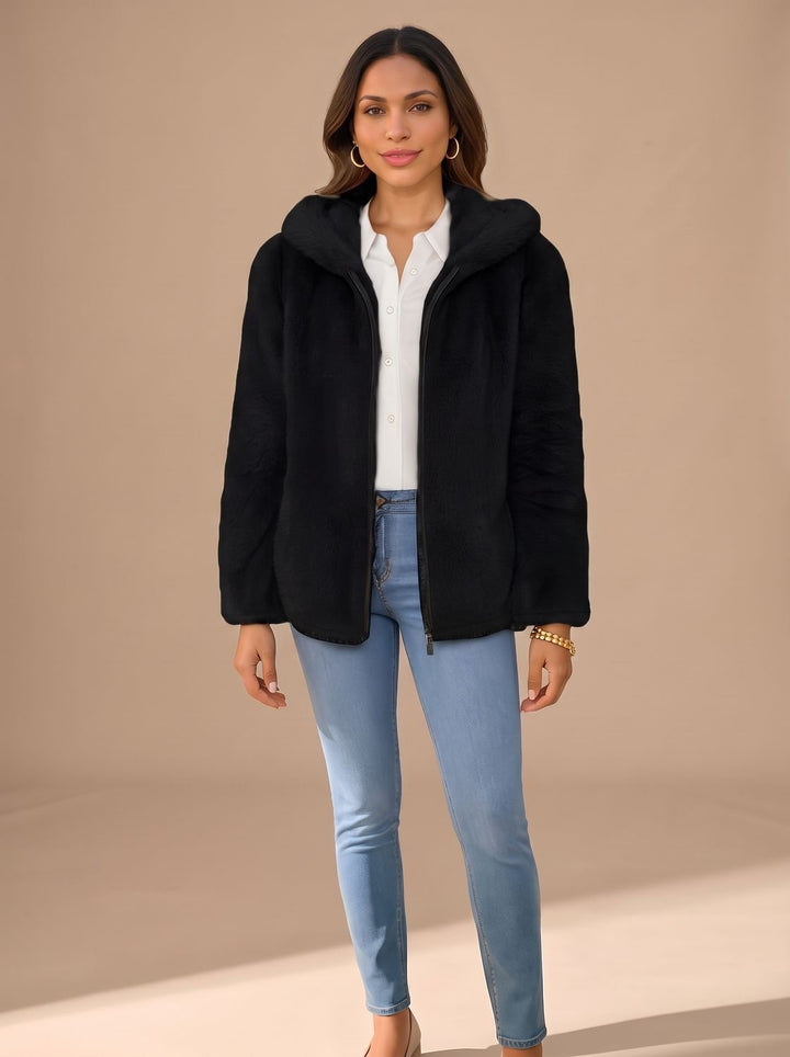 Women's Hooded Zip-Up Oversized Jacket
