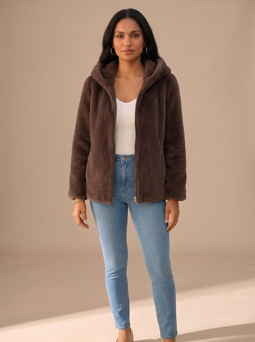 Women's Hooded Zip-Up Oversized Jacket