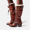 Women's Knee High Lace-Up Block Heel Faux Leather Boots