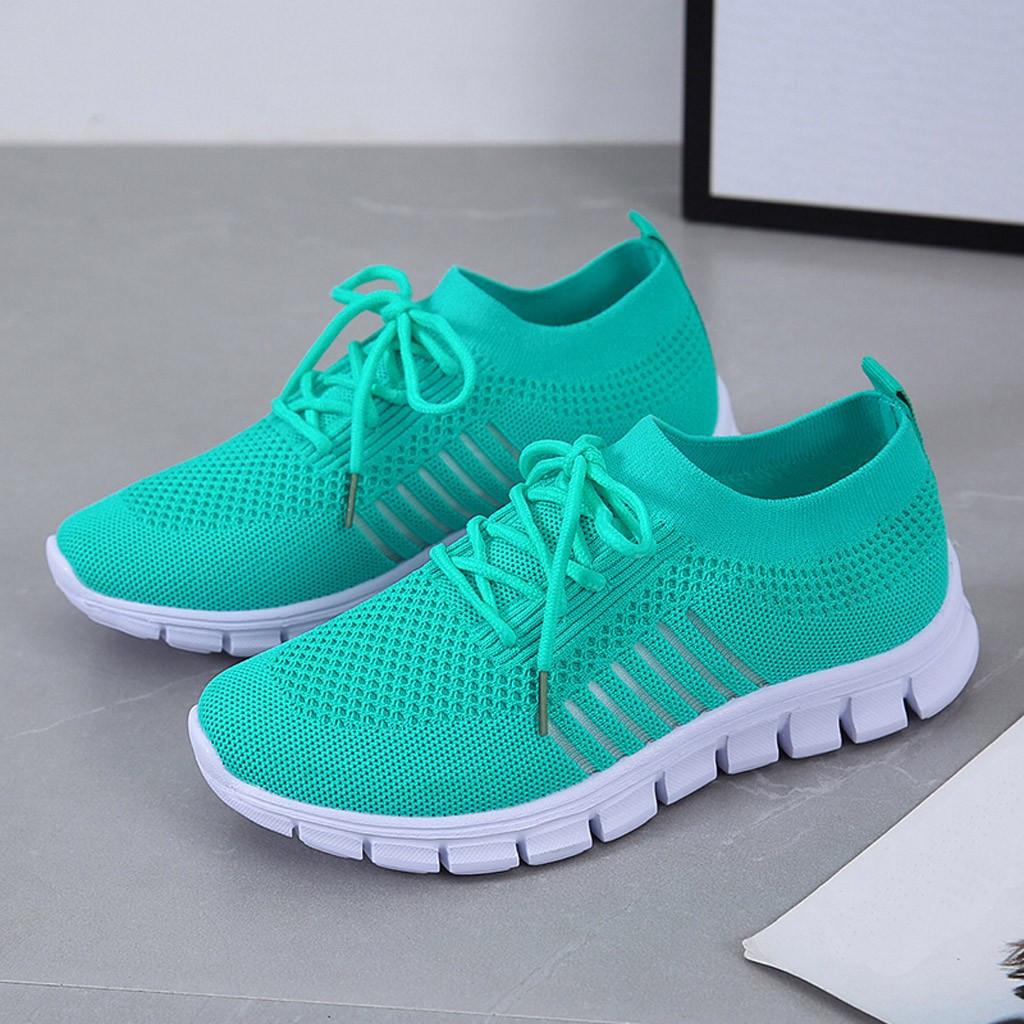 Women's Lace-Up Knit Trainers with Segmented Sole
