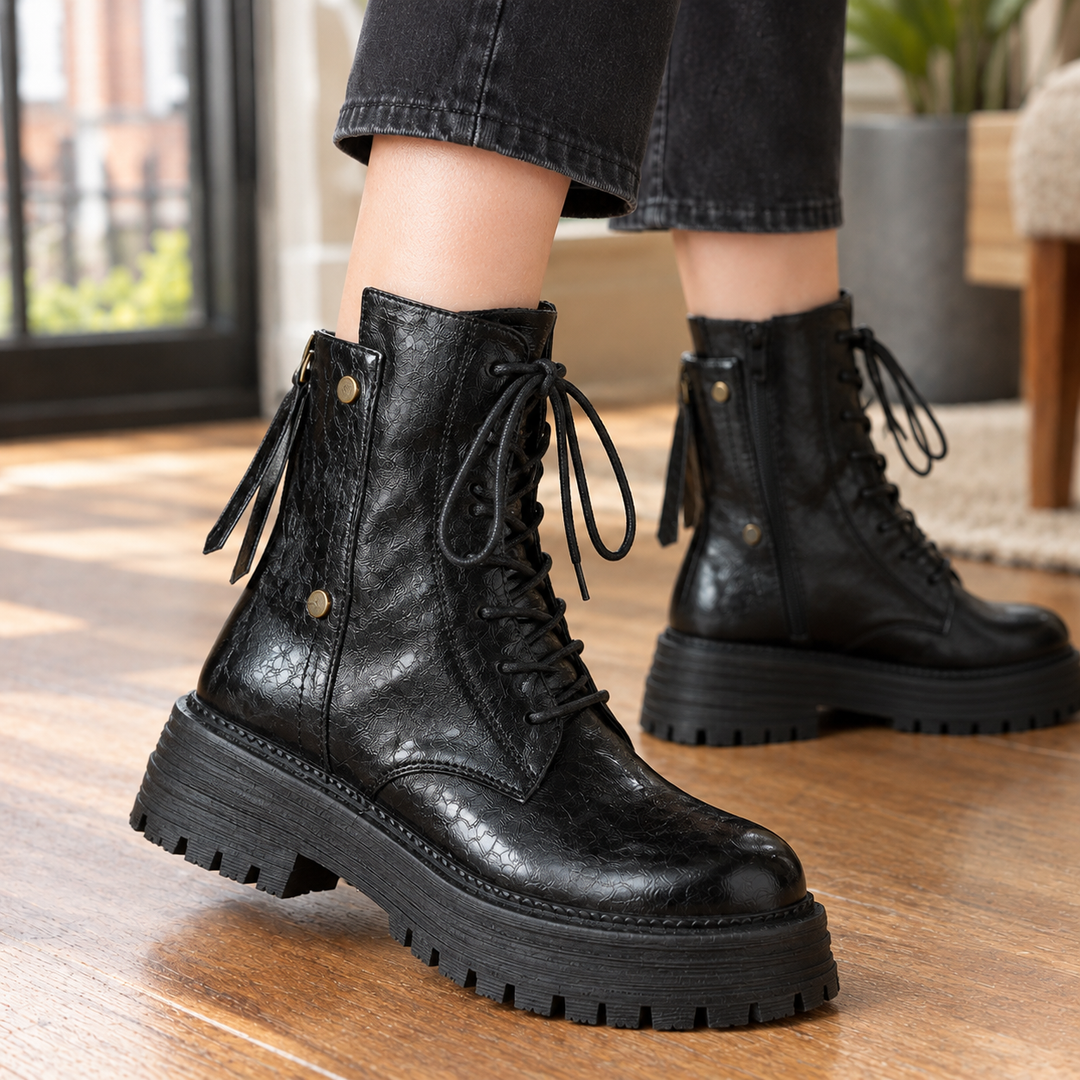 Women's Lace-Up Lugged-Sole Boots