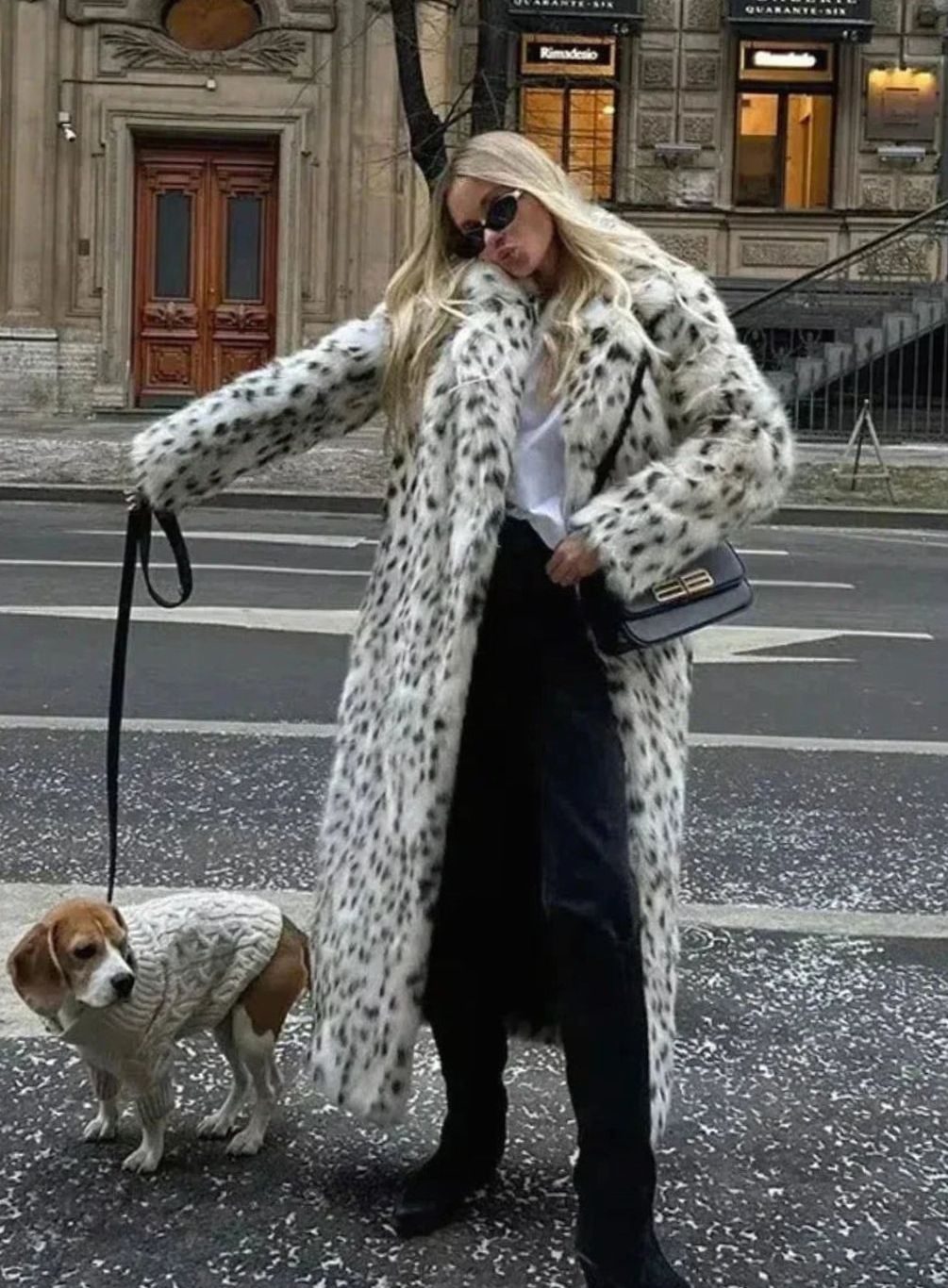 Women's Leopard Print Open-Front Maxi Coat