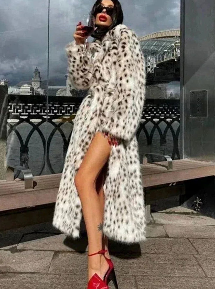 Women's Leopard Print Open-Front Maxi Coat