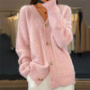 Women's V-Neck Cable Knit Button Cardigan