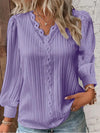Women's Long-Sleeve Lace-Trim Pleated Blouse