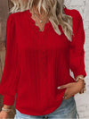 Women's Long-Sleeve Lace-Trim Pleated Blouse