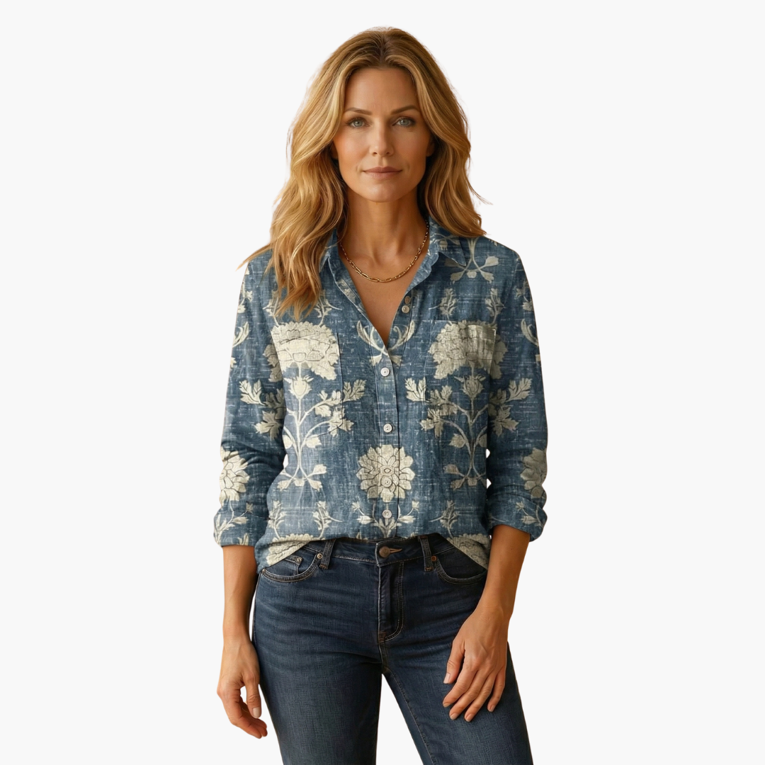 Women's Long-Sleeve Paisley Blouse