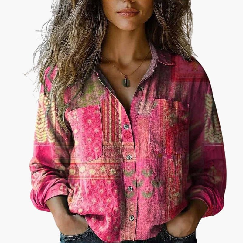 Women's Long-Sleeve Paisley Blouse