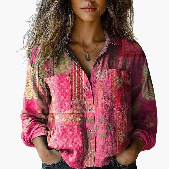 Women's Long-Sleeve Paisley Blouse
