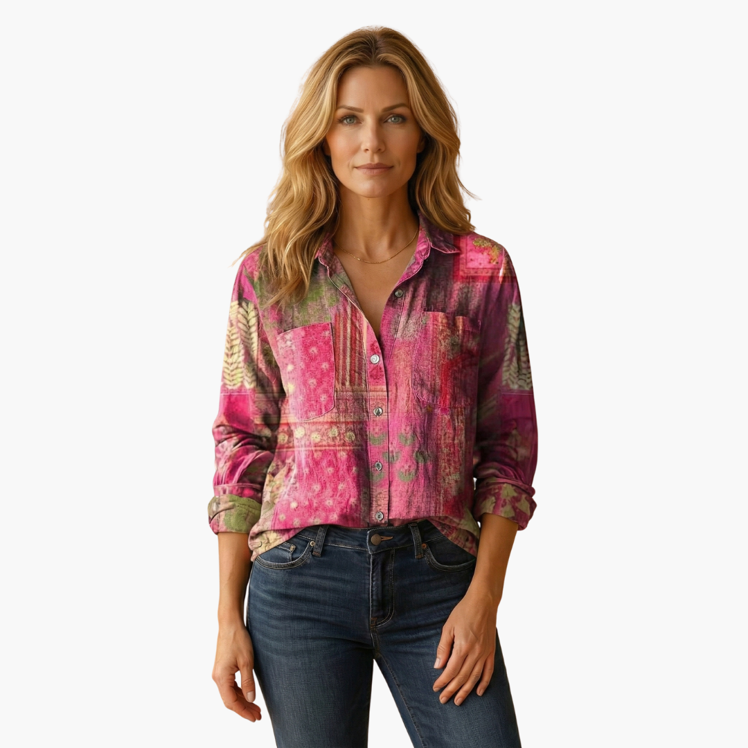Women's Long-Sleeve Paisley Blouse