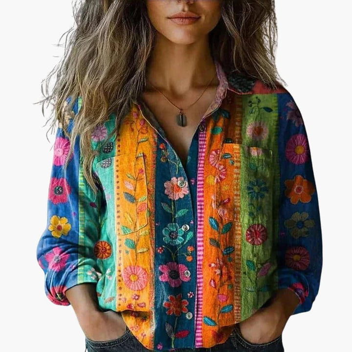 Women's Long-Sleeve Paisley Blouse