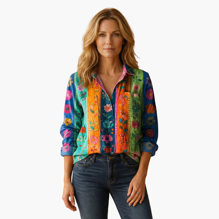 Women's Long-Sleeve Paisley Blouse