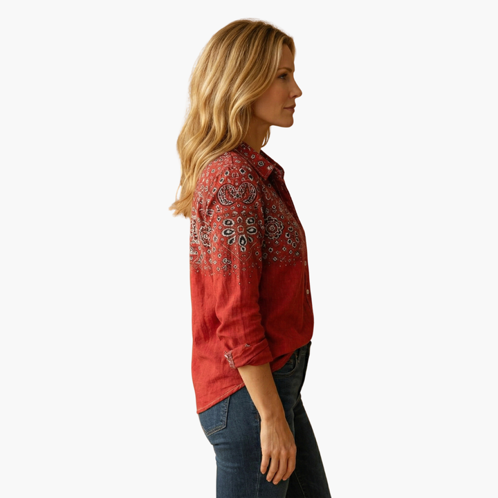 Women's Long-Sleeve Paisley Blouse