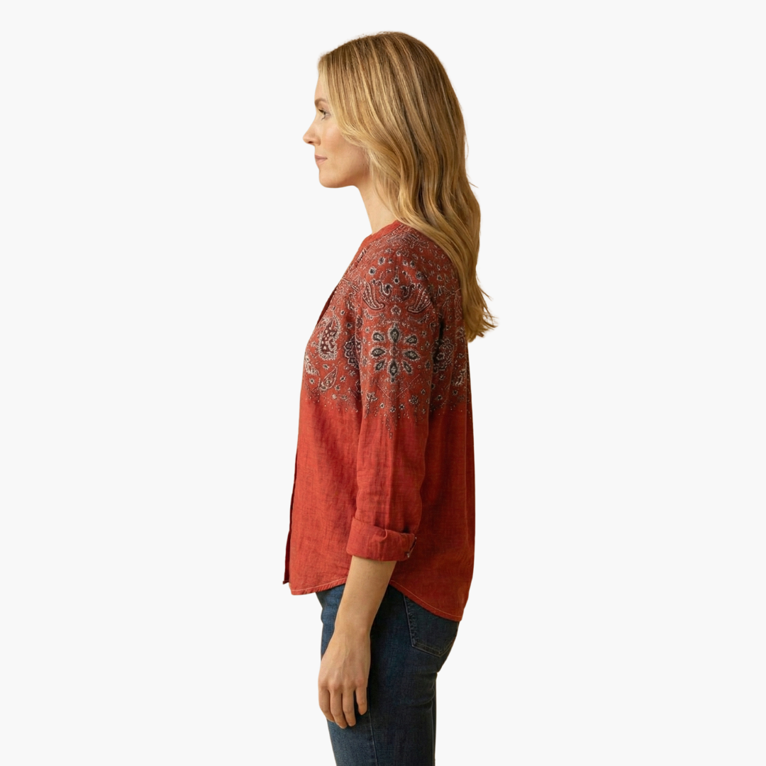 Women's Long-Sleeve Paisley Blouse
