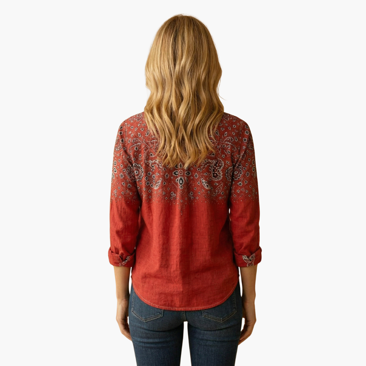 Women's Long-Sleeve Paisley Blouse