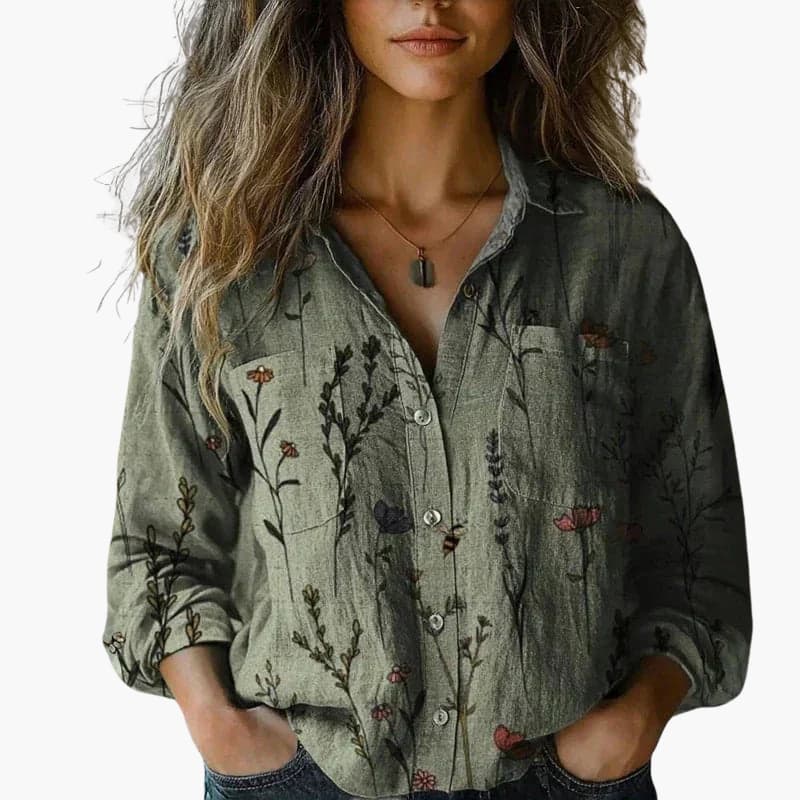 Women's Long-Sleeve Paisley Blouse