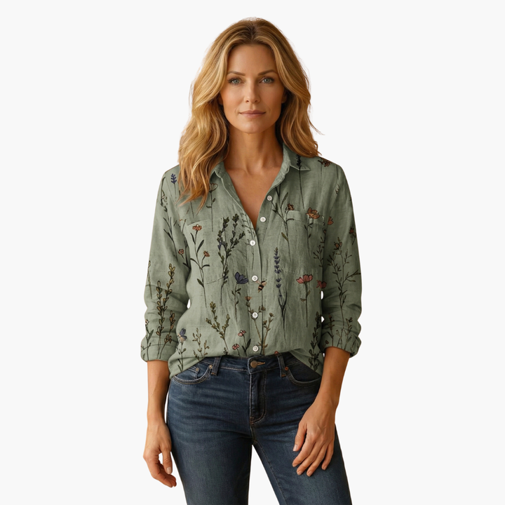 Women's Long-Sleeve Paisley Blouse