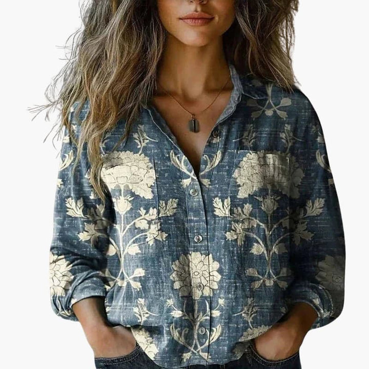 Women's Long-Sleeve Paisley Blouse