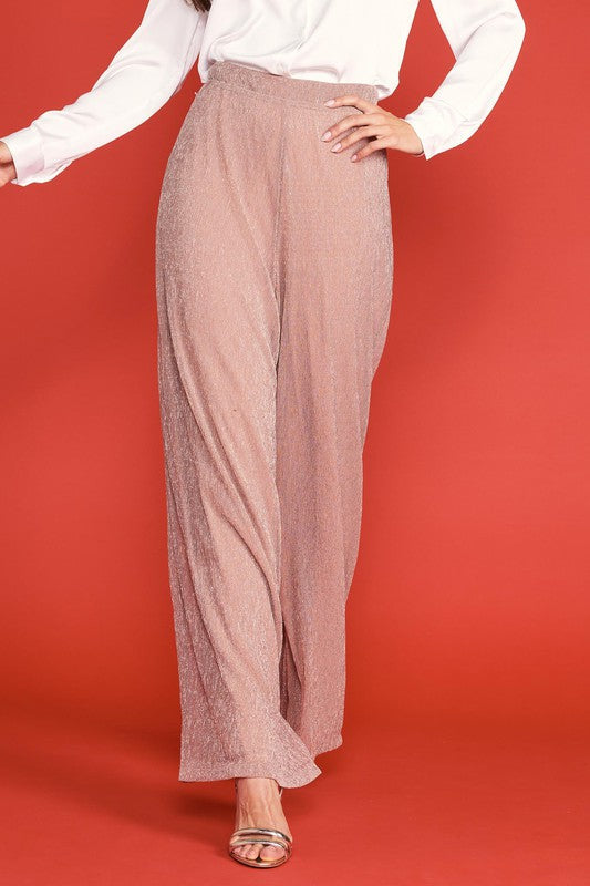 Women's Lurex Mesh Wide-Leg Trousers