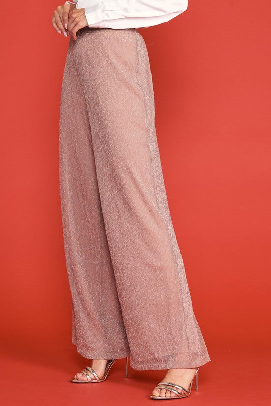 Women's Lurex Mesh Wide-Leg Trousers