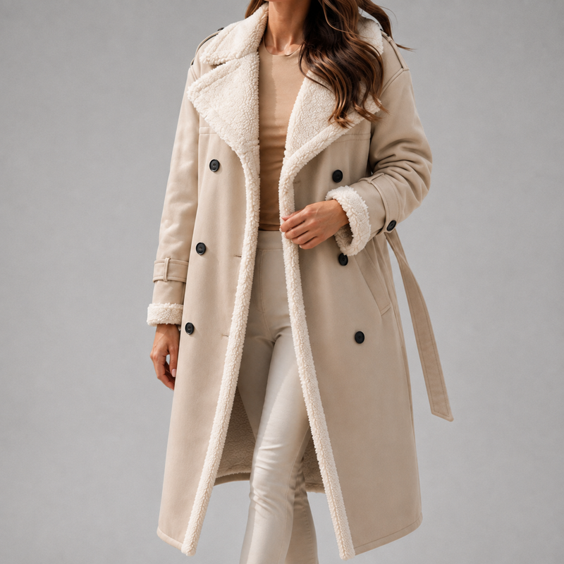 Women's Notch-Lapel Belted Trench Coat