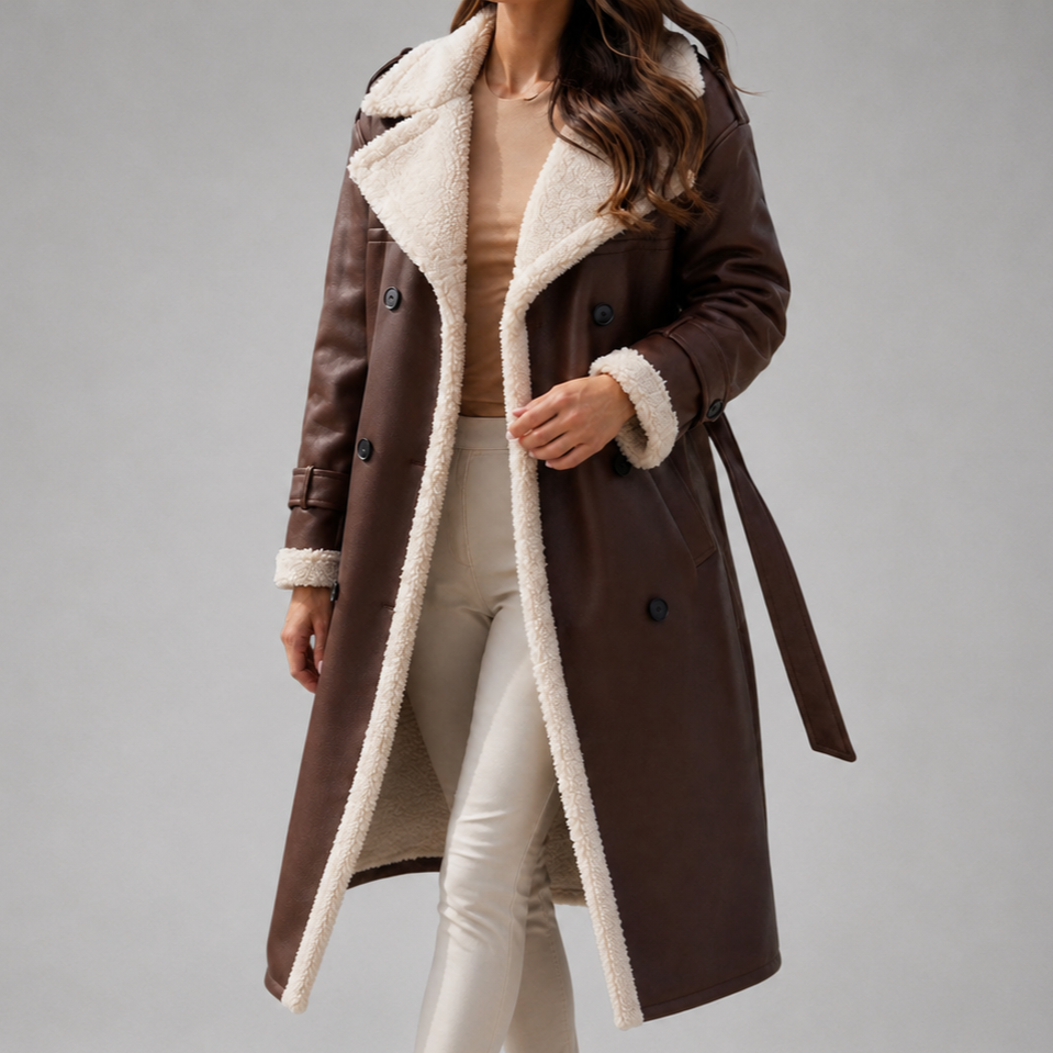 Women's Notch-Lapel Belted Trench Coat