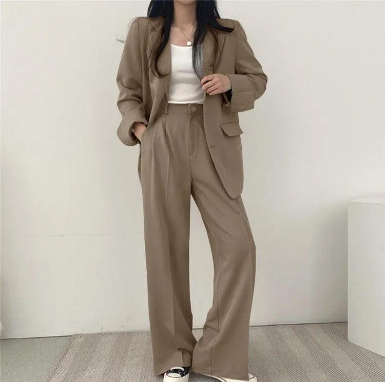 Women's Notch Lapel Single-Breasted Suit Set
