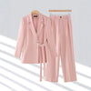 Women's Notch Lapel Two-Piece Blazer and Trouser Suit Set